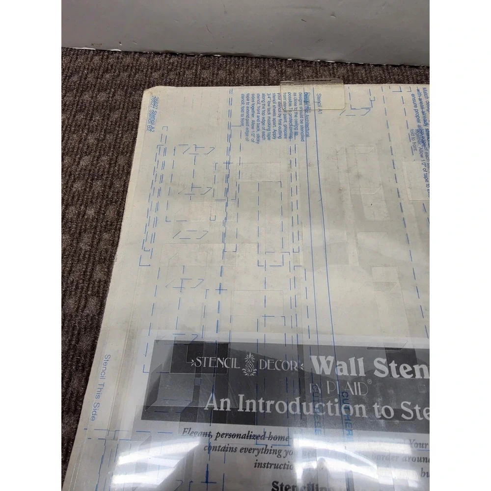 Vintage Plaid Wall Stencil Kit 26327 Beginner Moldings Greek Key Border Set